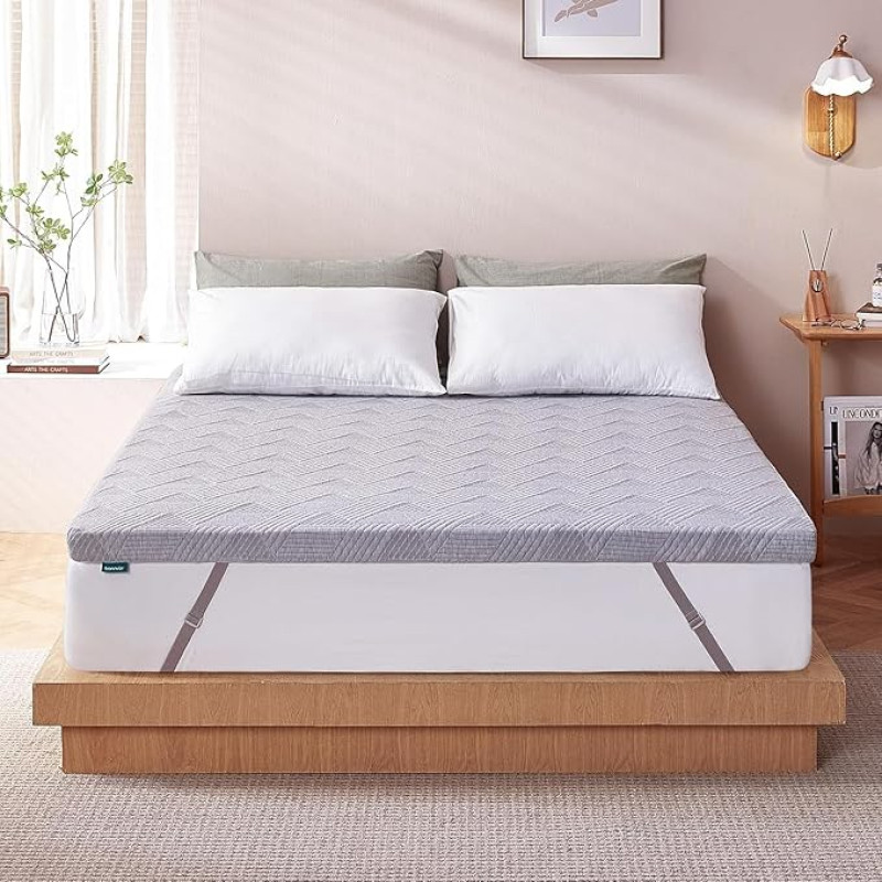 Bonnvia® Two Hardness Levels H3 & H4 Gel Topper Oeko-Tex® Certified Mattress Topper - Washable Cover Made of Bamboo Fibre