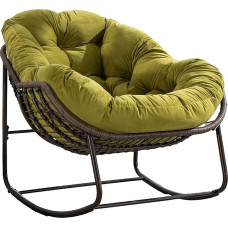 LVHOM Premium Egg Shape Rocking Chair Indoor/Outdoor 160 kg, Rocking Chair with PE Rattan, Ideal for Garden, Living Room, Patio (Olive Green)
