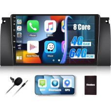 [8 Core 4G + 64G] CAMECHO Android 13 autoraadio BMW 5 E39 E53 M5 X5 (1996-2007) koos Carplay Android auto navigatsioonisüsteemiga, Double DIN autoraadio 9-tollise ekraaniga, Bluetooth FM/RDS Mirror Link DSPga