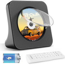 Kaasaskantav CD-mängija aku 4000mAh Bluetooth CD-mängija auto lastele muusikamängija koos kõlarite, puldi, tolmukatte, FM-raadio, USB- ja AUX-pordiga, must