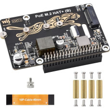 Waveshare PCIe M.2 adapter koos PoE funktsiooniga HAT+ (B), ühildub Raspberry Pi 5, toetab POE NVMe Drive protokolli 2230/2242/2260/2280 M.2 Solid State Drive, kiire lugemine / kirjutamine