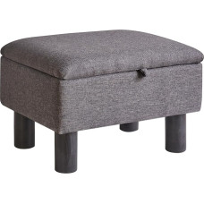 Aibiju väike pouffe jalahoob koos hoiuruumiga, linasest riidest pouf puidust jalgadega, kingade vahetamise tool elutuppa ja magamistuppa, tumehall, YD-JD1363