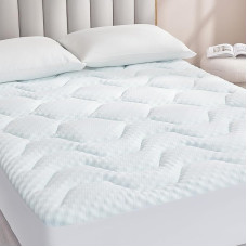 EHEYCIGA Gel Topper 180 x 200 cm Box Spring voodi, madratsi topper 180 x 200 cm Memory Foam, jahutav madratsi topper ekstra sügava tasku, valge