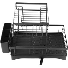 Haofy Double Layer Dish Dryer with Large Capacity and Draining Board, Strong Durable Kitchen Organiser for Worktop, Versatile