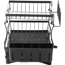 Large Capacity Dish Dryer, 2 Tiers, Strong Heavy Duty Dish Rack with Draining Board for Kitchen Worktop