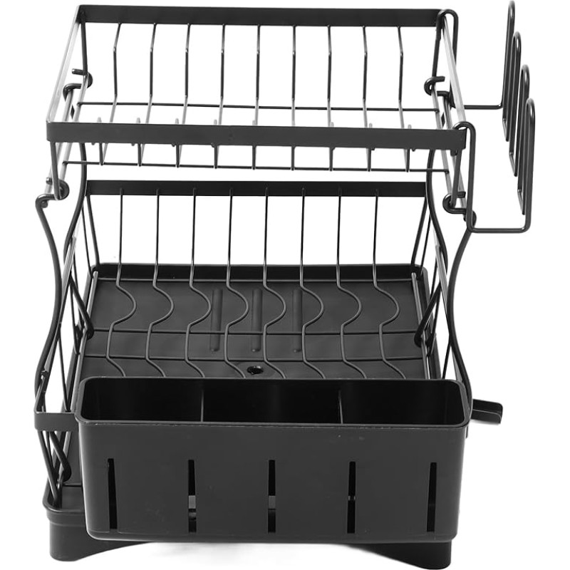 Large Capacity Dish Dryer, 2 Tiers, Strong Heavy Duty Dish Rack with Draining Board for Kitchen Worktop
