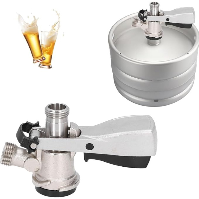 Tissting Keg Cap Tap Head Type D G5/8 Thread Keg Tap with Pressure Relief Valve, 304 Stainless Steel Brewing Beer Barrel Taps Beer Tap for Home Brewing System
