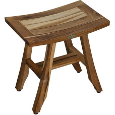 EcoDecors Natural Teak Shower Stool 18L x 12W x 18.5D