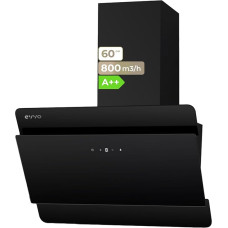 EVVO 60cm Wide Decorative EVVO Cooker Hood 800m3/h Power Touch and Gesture Control Aluminium and Activated Carbon Filter Energy Class A++