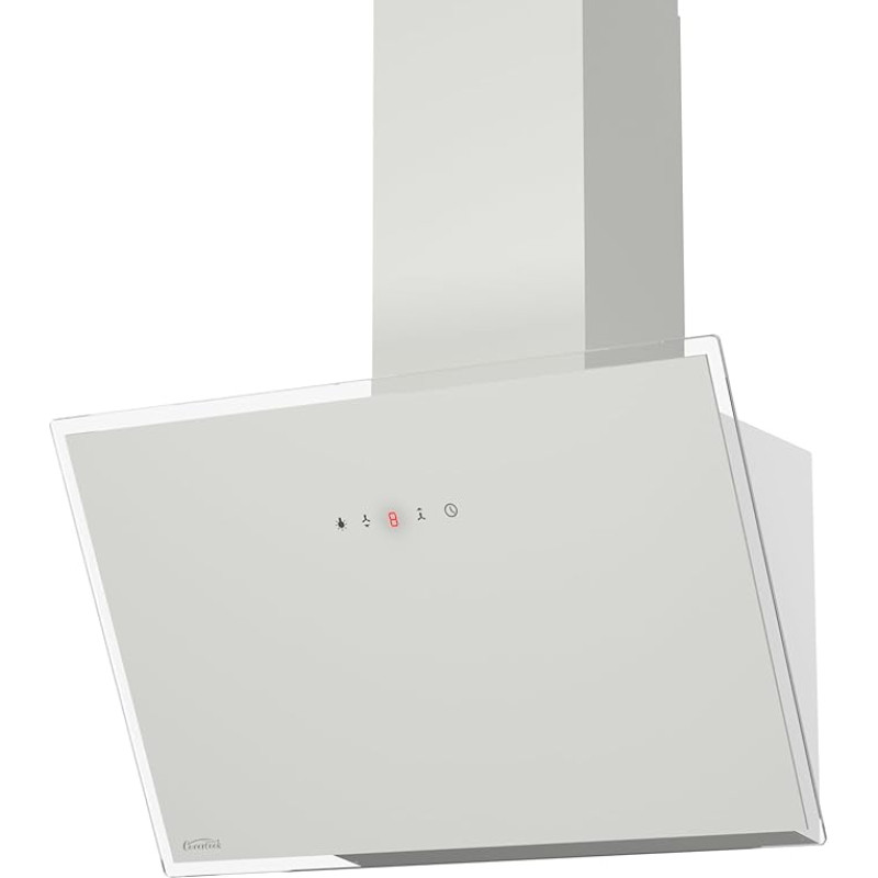 COVERCOOK Cooker Hood 60 cm Extract/Recirculation Cooker Hood White Glass 551 m³/h Efficiency A+ LED Lighting 6 Power Levels SensorTouch Operation