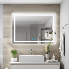 LED Bathroom Mirror with Lighting Dimmable Cool White Warm White with Memory Function 80 x 60 60 x 80 cm Bathroom Illuminated Wall Mirror Anti-Fog Touch Switch Horizontal Vertical