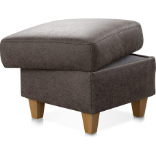 CAVADORE Palera Ottoman / Side Stool in Leather Look with Storage Space, Ideal as a Footstool or Stool / 58 x 48 x 58 / Microfibre Brown