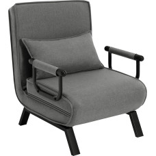 WOLTU 3-in-1 Sofa Bed with Bed Function, Folding Chair with Adjustable Backrest, Removable Cushion, Guest Bed, Metal Frame, Linen, 150 kg Load Capacity, Dark Grey