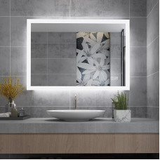 MIQU Bathroom Mirror LED 80 x 60 cm Bathroom Mirror with Lighting Cool White/Warm White Dimmable Light Mirror Wall Mirror with Touch + Anti-Fog Rectangular