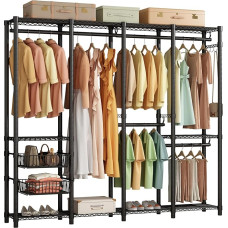 Uptyia Adjustable Wardrobe, Open Wardrobe with 2 Baskets, Heavy Duty Wardrobe, Large Volume, 182 x 40 x 191 cm, Black