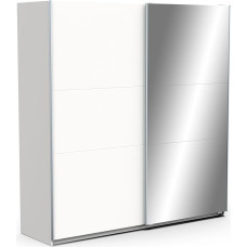 Demeyere Armoire Porte Coulissante Avec Miroir & Penderie Modern - Coloris Blanc Mat & Finitions Métal - 194.5 x 59.9 x 203 cm