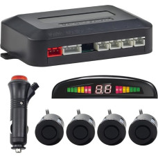 Juhtmevaba parkimisabi, tagurdamisabi 4 PDC tagumise parkimisanduriga, summa kauguse hoiatuskomplekt juhtmevaba LED-ekraaniga autole, maasturile, kaubikule, haagissuvilale ja pikapile (4 andurit, must)