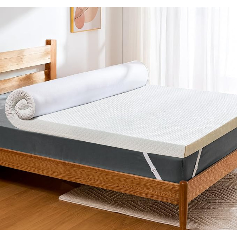 PERLECARE Topper 140 x 200 cm - viskoelastiline madratsipealne 7,5 cm kõrgusega, H3 & H2 kõvadusastmed madratsipealne bambusekattega, Öko-Tex® sertifitseeritud geelvahutopper Box Spring voodile ja diivanile.