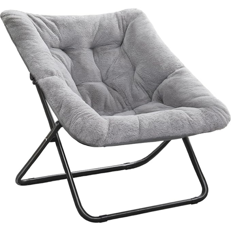 Tiita Comfy Saucer Chair, Soft Faux Fur Oversized Folding Accent Chair, Lounge Lazy Metal Frame Moon Soft for Kids Teens Adults, Bedroom, Living Room, Dorm Rooms