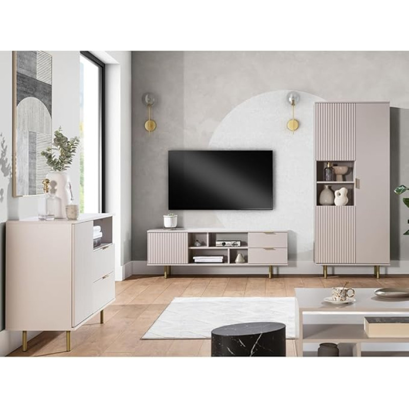 Eluasememööblikomplekt Cashmere 3-osaline kaasaegne 1 sahtlituba 1 madallaud 1 vitriinkapp