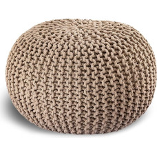 casamia Knitted Pouf Diameter 55 or 45 cm Diameter 45 cm Beige