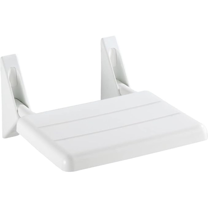 WENKO Secura Folding Shower Seat 120 kg Load Capacity, Plastic (ABS), 35 x 19 x 36 cm, White, 19 x 36 x 35 cm