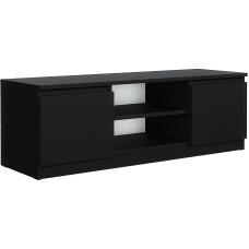 meble masztalerz TV Cabinet Matt Black with 2 Shelves and 2 Doors, 120 cm, Lowboard, Standing RTV Cabinet, Living Room Furniture