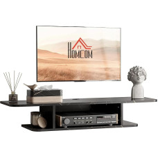 HOMCOM Schwebender TV-Einheit Ständer für Fernseher bis zu 40 Zoll, Wandmontierte Medienkonsole mit Ablagefach, Entertainment Center, Schwarz