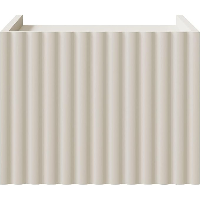 Selsey Fiorra Wall Bedside Table 37 x 48 x 37 cm - Elegant Bedroom Furniture with Push-to-Open - Laminated Plate/MDF - Cashmere Colour, Rounded Fronts - Modern Design