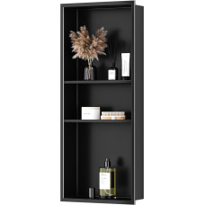 Qeke Wall Recess 304 Stainless Steel Triple Layer 30 x 75 cm Black