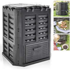 HECHT plastist termokomposter - Kiirkomposter praktilise pistikupesasüsteemiga - vastupidav ja kvaliteetne komposter - ilmastikukindel komposter aiajäätmetele ja orgaanilistele jäätmetele - 360 liitrine mahuti