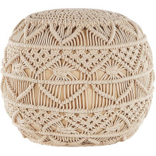 Beliani Kayseri Pouf Kootud istmepadi 40 x 40 cm ümmargune puuvillane padi Beež