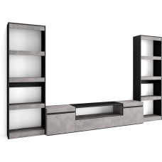 Skraut Home Living Room Wall Unit Living Room Furniture Set 320 x 186 x 35 cm for TVs up to 80 Inches Living Room Furniture Modern Style Cement