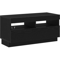 vidaXL Modern Black Oak TV Cabinet with LED Lighting and Lots of Storage Space for Entertainment. Stylish Wood Material Design for Living Room & Bedroom