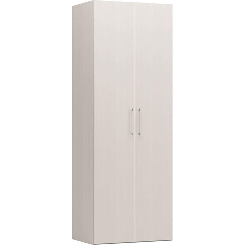 Dmora Wardrobe with 2 Double Doors, White Ash, 91 x 247 x 58 cm, with Clothes Rail
