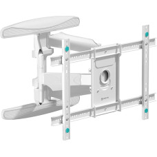 ONKRON M6L-W teleri seinakinnitus pöörlev 40-75-tollise teleri jaoks kuni 45,5 kg, telerihoidja pikendatav kallutatav, telerihoidja Max VESA 600 x 400, kahe varrega telerihoidja seinale valge