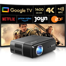 4K projektor Google TV Ultra HD Smart Projector 4K kodukino HDMI ARC HDR10+ Netflix litsentsitud LED videoprojektor NFC Dolby Audio Autofookusega Bluetooth 5.4 välitingimustesse magamistuppa
