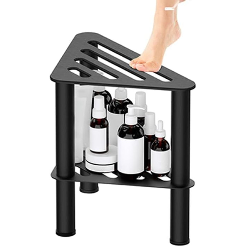 WINSTECK Roostevaba nurgas dušinurk, dušijalgpink koos hoiukambriga siseruumide dušši jaoks, 36 cm kõrgus, 350 kg kandevõime, reguleeritav astmepink, veekindel libisemiskindel vannituba