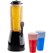 Relaxdays õllekolonn, 2,5 L, 20 õlleklaasi, õlletorn jahutuse ja kraaniga, plastist, joogidosaator, õlu, värviline