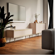 Kashmiirist elutoa komplekt kuldsete aktsentidega Lowboard Sideboard Push-to-Openiga