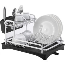 YIHANSS Deluxe-Geschirrtrockner aus Aluminium, 2 Etagen, mit um 180 ° drehbarem Düsenauslass, mit Geschirrablaufschale, geeignet für große Küchentheken, kein Lochen erforderlich, einfach zu bedienen