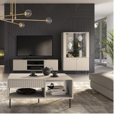 Lomadox elutoa komplekt Cashmere Matt Modernne 3-osaline sooniku välimusega koos kohvilauda, TV-plaadi, vitriiniga