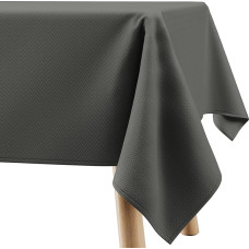 Filumi Tablecloth 150 x 350 cm Grey Washable for Indoor Outdoor Geometric Zigzag Pattern Verte
