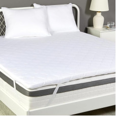 Amazon Basics Comfort Foam Mattress Topper 160 x 200 x 6 cm, Topper with Washable Cover, White