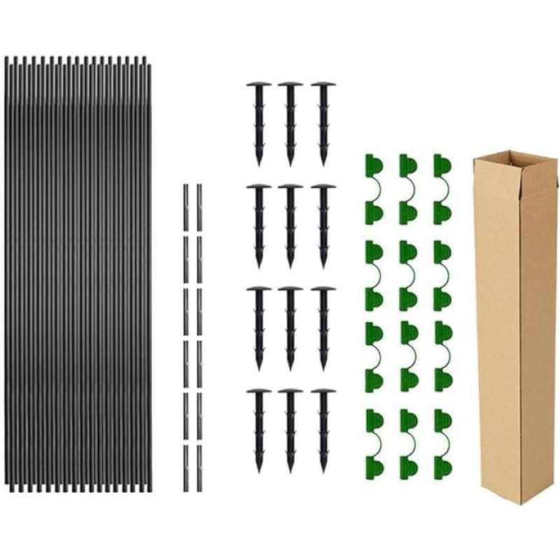 DIY Gartenreifen Kit mit Fiberglasstangen und Verbindungsstücken für Hochbeet und Tunnel Pflanzenschutz, Stütznetz oder Schattenstoffabdeckungen (30 Stück)