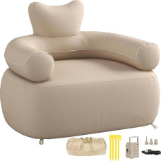 Foldable Inflatable Sofa with Integrated Pump, Outdoor Camping Air Sofa Chair Support 660 lbs for Camping Picnic Beach Travel