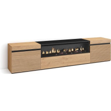 Skraut Home TV Cabinet, Lowboard, for Living Room and Dining Room, 200 x 45 x 35 cm, for TVs up to 80 inches, Electric Fireplace, Modern Style, Oak