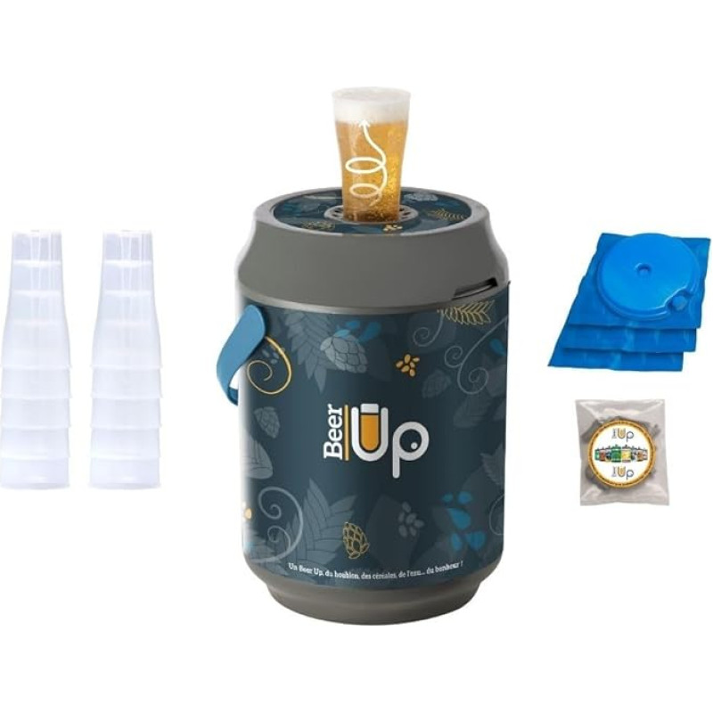 BEER UP Beer dispenser with cooling for home with 20 glasses for 5 L Beertender® kegs - fresh beer kegs 20 hours without electricity - portable - events, picnics, aperitifs (standard)
