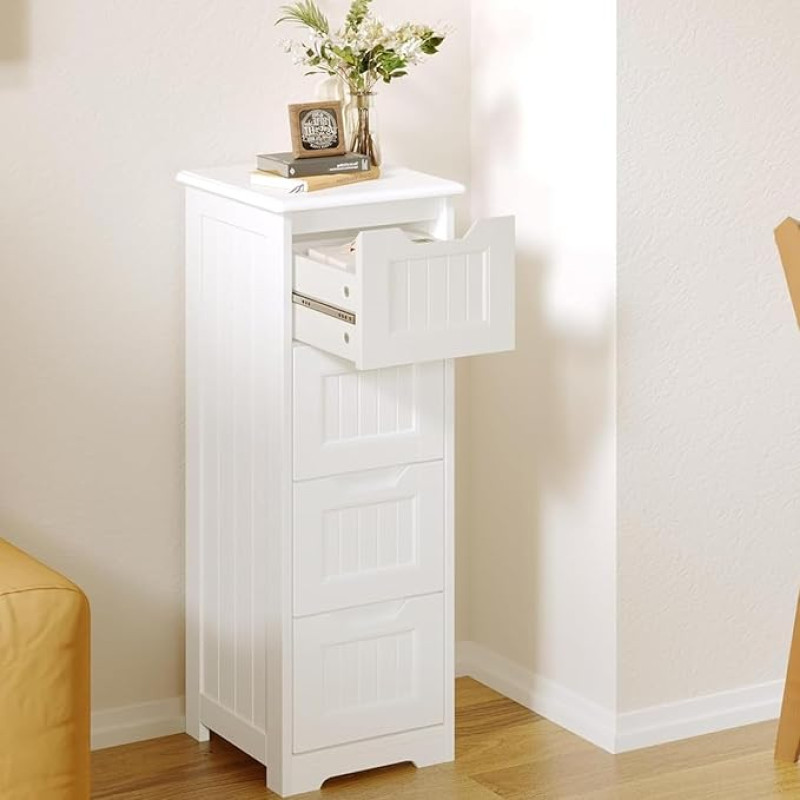 Bealife Vannitoakapp, sahtlikapp, külgkapp 4 sahtliga, sobib vannituppa, magamistuppa, kööki, esikusse, valge värviga