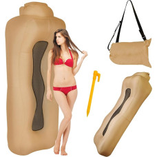 FainFun Inflatable Sofa, Inflatable 190 x 70 cm Air Sofa, Air Bag Beach with Mesh, Camping Sofa with Portable Package, for Beach, Music Festival, Khaki